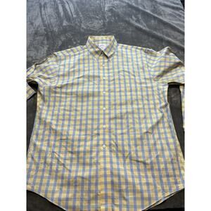 Brooks Brothers Shirt Mens L 346‎ Yellow Plaid Button Down Long sleeve Cotton